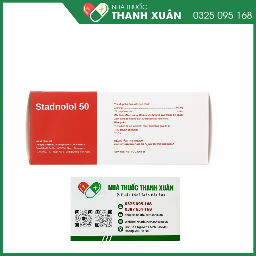 Stadnolol 50 điều trị tăng huyết áp, nhịp nhanh trên thất, loạn nhịp thất